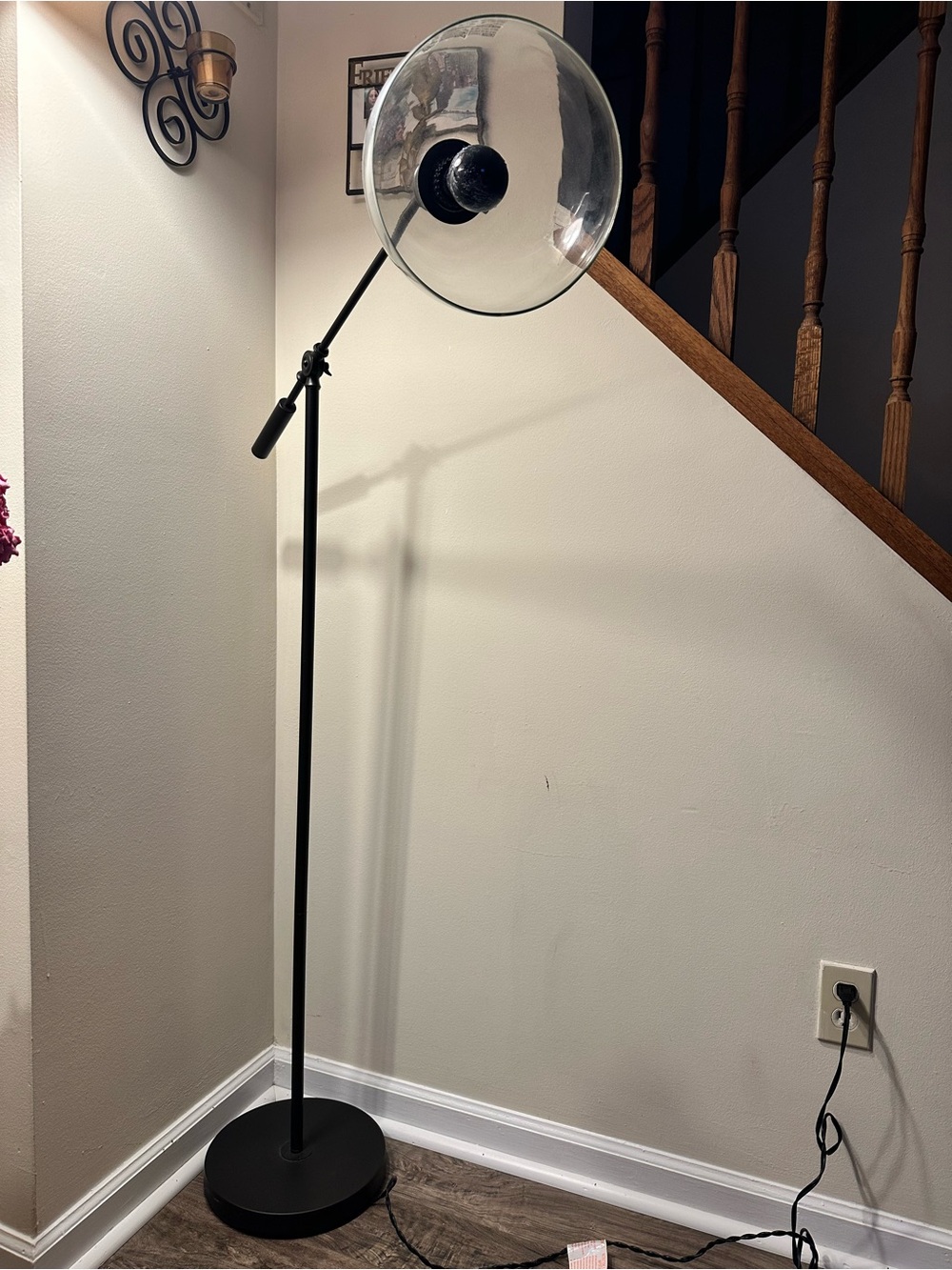 Modern Black Floor Lamp with Clear Glass Shade